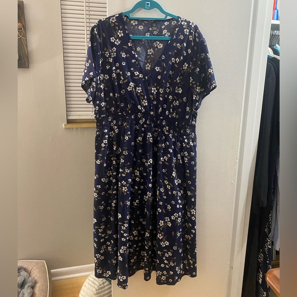Blue Floral Midi Dress